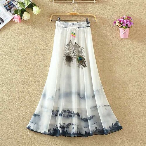 Women's A Line Swing Maxi Chiffon Satin Green Blue Purple White Skirts Summer Chiffon Print Lined Mid Waist Basic Boho Long Party / Evening Vacation S M L / Stretchy / Loose Fit
Women's A Line Swing Maxi Chiffon Satin Green Blue Purple White Skirts Summer Chiffon Print Lined Mid Waist Basic Boho Long Party / Evening Vacation S M L / Stretchy / Loose Fit