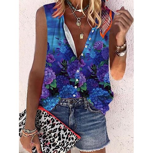 Women's Blouse Floral Casual Daily Blouse Tank Top Sleeveless V Neck Basic Sexy Beach Light Blue Green White S / 3D Print
Women's Blouse Floral Casual Daily Blouse Tank Top Sleeveless V Neck Basic Sexy Beach Light Blue Green White S / 3D Print