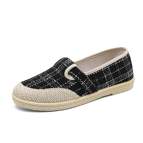 Women's Slip-Ons Work Daily Plus Size Summer Flat Heel Round Toe Casual Minimalism Walking Shoes Linen Loafer Plaid Black White
Women's Slip-Ons Work Daily Plus Size Summer Flat Heel Round Toe Casual Minimalism Walking Shoes Linen Loafer Plaid Black White