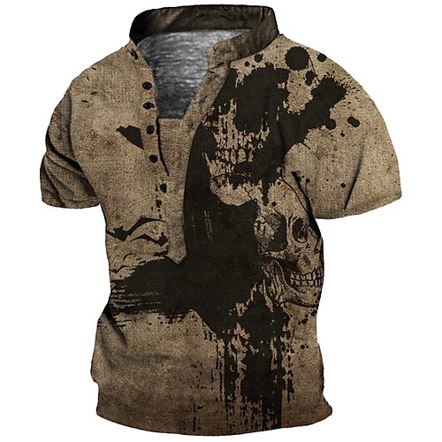 Men's Henley Shirt Tee T shirt 3D Print Graphic Skull Plus Size Stand Collar Daily Sports Button-Down Print Short Sleeve Tops Basic Casual Designer Big and Tall Brown
Men's Henley Shirt Tee T shirt 3D Print Graphic Skull Plus Size Stand Collar Daily Sports Button-Down Print Short Sleeve Tops Basic Casual Designer Big and Tall Brown