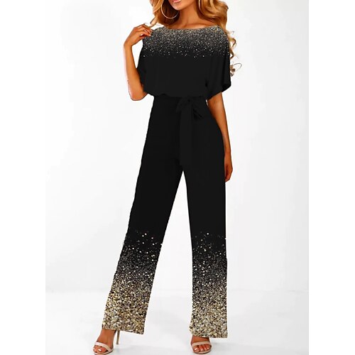 Women's Jumpsuit Print Crew Neck Elegant Daily Weekend Straight Regular Fit Half Sleeve Black S M L Spring
Women's Jumpsuit Print Crew Neck Elegant Daily Weekend Straight Regular Fit Half Sleeve Black S M L Spring