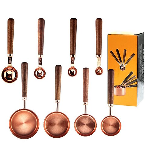 Sets of Walnut Handle Stainless Steel Rose Gold Measuring Cup Measuring Spoon Kitchen Baking Tool Set
Sets of Walnut Handle Stainless Steel Rose Gold Measuring Cup Measuring Spoon Kitchen Baking Tool Set