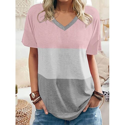 Women's Home Casual Daily T shirt Tee Color Block Short Sleeve Patchwork V Neck Vintage Tops Green Blue Purple S
Women's Home Casual Daily T shirt Tee Color Block Short Sleeve Patchwork V Neck Vintage Tops Green Blue Purple S