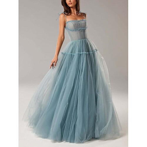 A-Line Prom Dresses Elegant Dress Wedding Guest Floor Length Sleeveless Spaghetti Strap Tulle with Pleats Ruffles 2022
A-Line Prom Dresses Elegant Dress Wedding Guest Floor Length Sleeveless Spaghetti Strap Tulle with Pleats Ruffles 2022