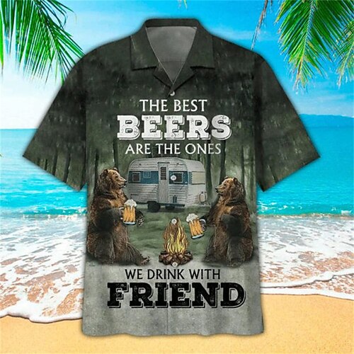 Men's Shirt Bear Turndown Street Casual 3D Button-Down Short Sleeve Tops Casual Fashion Comfortable Beach Black / Gray
Men's Shirt Bear Turndown Street Casual 3D Button-Down Short Sleeve Tops Casual Fashion Comfortable Beach Black / Gray