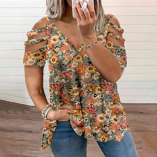 Women's Plus Size Curve Tops T shirt Floral Butterfly Cut Out Print Short Sleeve V Neck Streetwear Daily Vacation Polyester Spring Summer Black Purple
Women's Plus Size Curve Tops T shirt Floral Butterfly Cut Out Print Short Sleeve V Neck Streetwear Daily Vacation Polyester Spring Summer Black Purple