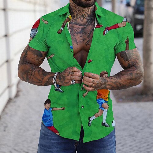 Men's Shirt Print Football Football player Sports Turndown Street Casual Button-Down Print Short Sleeve Tops Casual Fashion Designer Breathable Green
Men's Shirt Print Football Football player Sports Turndown Street Casual Button-Down Print Short Sleeve Tops Casual Fashion Designer Breathable Green