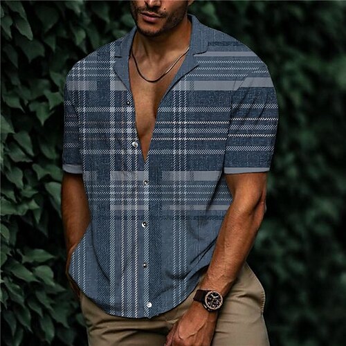 Men's Shirt Print Plaid Turndown Street Casual Button-Down Print Short Sleeve Tops Casual Fashion Designer Breathable Blue
Men's Shirt Print Plaid Turndown Street Casual Button-Down Print Short Sleeve Tops Casual Fashion Designer Breathable Blue