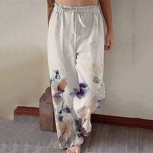 Women's Loungewear Bottom Nighty Flower Simple Comfort Home Street Linen Long Pant Elastic Waist Spring Summer White
Women's Loungewear Bottom Nighty Flower Simple Comfort Home Street Linen Long Pant Elastic Waist Spring Summer White