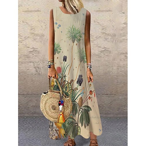 kvinders skiftekjole lang kjole maxi kjole kaki ærmeløs blomsterprint forår sommer rund hals s m l xl xxl 3xl
kvinders skiftekjole lang kjole maxi kjole kaki ærmeløs blomsterprint forår sommer rund hals s m l xl xxl 3xl