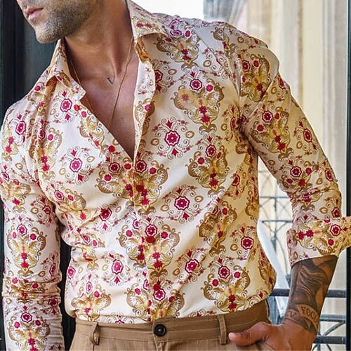 Men's Shirt Floral Turndown Street Casual Button-Down Print Long Sleeve Tops Casual Fashion Breathable Comfortable Khaki / Summer / Summer 
Men's Shirt Floral Turndown Street Casual Button-Down Print Long Sleeve Tops Casual Fashion Breathable Comfortable Khaki / Summer / Summer