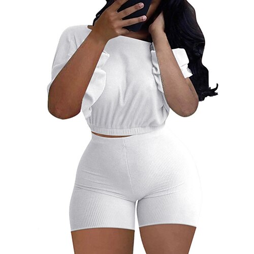 Women's Loungewear Sets Nighty 2 Pieces Pure Color Sport Comfort Home Polyester Crew Neck Short Sleeve Shorts Spring Summer Green Blue / Spandex
Women's Loungewear Sets Nighty 2 Pieces Pure Color Sport Comfort Home Polyester Crew Neck Short Sleeve Shorts Spring Summer Green Blue / Spandex