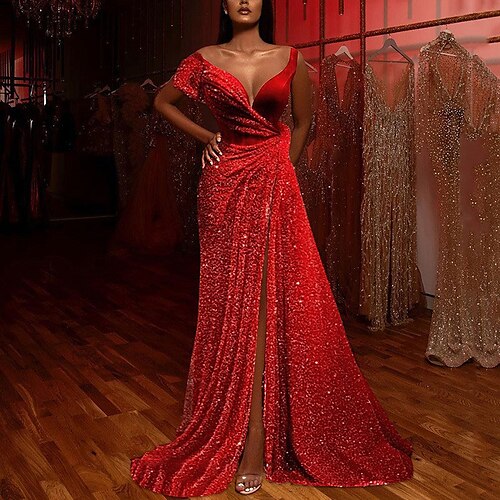 Linea-A Brillante e glitterato Alta spaccatura Graduazione Serata formale Vestito A V Manica corta Strascico di corte Raso con Lustrini Fessura 2022
Linea-A Brillante e glitterato Alta spaccatura Graduazione Serata formale Vestito A V Manica corta Strascico di corte Raso con Lustrini Fessura 2022