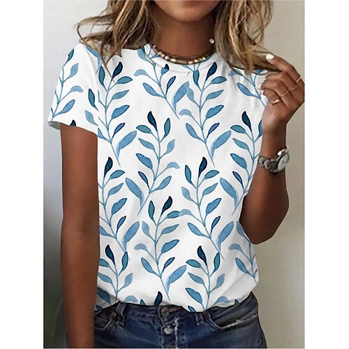 Women's Flower Casual Daily Holiday T shirt Tee Short Sleeve Patchwork Print Round Neck Basic Essential Tops Blue S / 3D Print
Women's Flower Casual Daily Holiday T shirt Tee Short Sleeve Patchwork Print Round Neck Basic Essential Tops Blue S / 3D Print