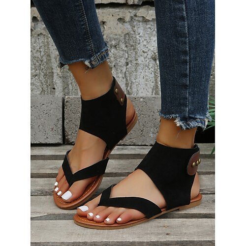 Women's Sandals Plus Size Daily Summer Flat Heel Round Toe Casual Walking Shoes Faux Leather Loafer Black Brown
Women's Sandals Plus Size Daily Summer Flat Heel Round Toe Casual Walking Shoes Faux Leather Loafer Black Brown
