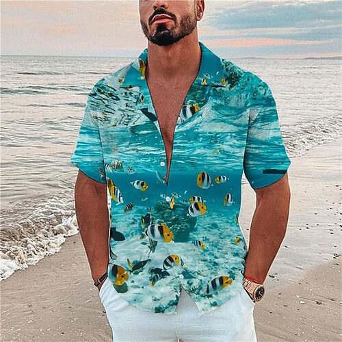 Men's Shirt Print Fish Underwater World Turndown Street Casual Button-Down Print Short Sleeve Tops Casual Fashion Designer Breathable Blue
Men's Shirt Print Fish Underwater World Turndown Street Casual Button-Down Print Short Sleeve Tops Casual Fashion Designer Breathable Blue