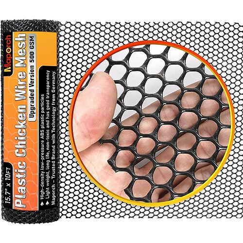 

Upgraded 15.7IN x 10FT Plastic Chicken Wire Fence Mesh, Hexagonal Fencing Wire for Gardening, Poultry Fencing, Chicken Wire Frame for Crafts, Floral Netting (Black&Green)