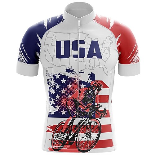 21Grams Men's Cycling Jersey Short Sleeve Bike Top with 3 Rear Pockets Mountain Bike MTB Road Bike Cycling Breathable Quick Dry Moisture Wicking Reflective Strips White American / USA Polyester
21Grams Men's Cycling Jersey Short Sleeve Bike Top with 3 Rear Pockets Mountain Bike MTB Road Bike Cycling Breathable Quick Dry Moisture Wicking Reflective Strips White American / USA Polyester