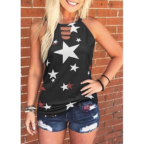 Women's Daily Weekend Tank Top Camis Star Sleeveless Cut Out Print Round Neck Casual Streetwear Tops Black Blue Gray S
Women's Daily Weekend Tank Top Camis Star Sleeveless Cut Out Print Round Neck Casual Streetwear Tops Black Blue Gray S