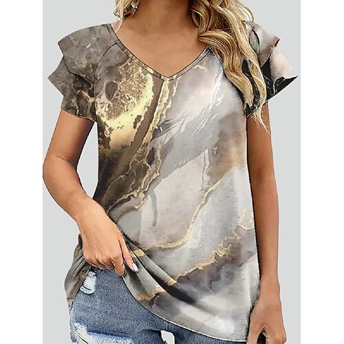 Women's Casual Daily Going out Bohemian Theme Geometric Painting T shirt Tee Striped Graphic Geometric Short Sleeve Patchwork Print V Neck Ethnic Vintage Hawaiian Tops Light gray S / 3D Print
Women's Casual Daily Going out Bohemian Theme Geometric Painting T shirt Tee Striped Graphic Geometric Short Sleeve Patchwork Print V Neck Ethnic Vintage Hawaiian Tops Light gray S / 3D Print