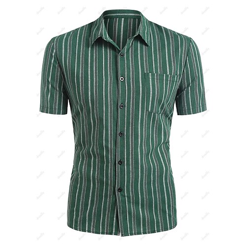Men's Shirt Hot Stamping Striped Graphic Turndown Street Casual Button-Down Print Short Sleeve Tops Cotton Casual Fashion Breathable Comfortable Green / Summer
Men's Shirt Hot Stamping Striped Graphic Turndown Street Casual Button-Down Print Short Sleeve Tops Cotton Casual Fashion Breathable Comfortable Green / Summer