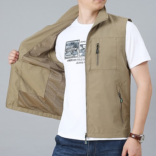 Men's Fishing Vest Hiking Vest Sleeveless Top Outdoor Breathable Quick Dry Lightweight Multi Pockets Summer Sporty Zipper Polyester Black Army Green Khaki Hunting Fishing Climbing
Men's Fishing Vest Hiking Vest Sleeveless Top Outdoor Breathable Quick Dry Lightweight Multi Pockets Summer Sporty Zipper Polyester Black Army Green Khaki Hunting Fishing Climbing