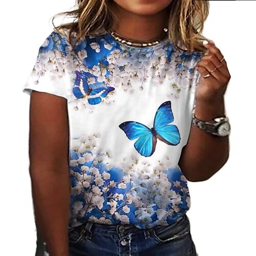 Women's Plus Size Tops T shirt Floral Striped Print Short Sleeve Round Neck Streetwear Daily Vacation Polyester Spring Summer White Black / Butterfly
Women's Plus Size Tops T shirt Floral Striped Print Short Sleeve Round Neck Streetwear Daily Vacation Polyester Spring Summer White Black / Butterfly