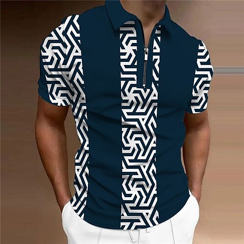 Men's Collar Polo Shirt Golf Shirt Geometry Turndown Navy Blue 3D Print Casual Daily Short Sleeve Zipper Print Clothing Apparel Fashion Designer Casual Breathable / Sports
Men's Collar Polo Shirt Golf Shirt Geometry Turndown Navy Blue 3D Print Casual Daily Short Sleeve Zipper Print Clothing Apparel Fashion Designer Casual Breathable / Sports