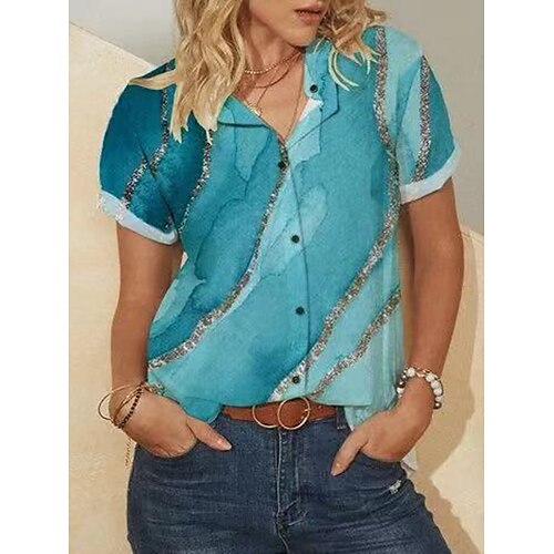 Women's Daily Weekend Blouse Shirt Graphic Short Sleeve Button Print Shirt Collar Casual Streetwear Tops Blue S / 3D Print
Women's Daily Weekend Blouse Shirt Graphic Short Sleeve Button Print Shirt Collar Casual Streetwear Tops Blue S / 3D Print
