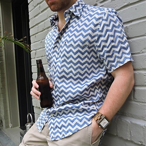 Men's Shirt Waves Turndown Street Casual Button-Down Short Sleeve Tops Casual Fashion Breathable Comfortable Light Blue
Men's Shirt Waves Turndown Street Casual Button-Down Short Sleeve Tops Casual Fashion Breathable Comfortable Light Blue