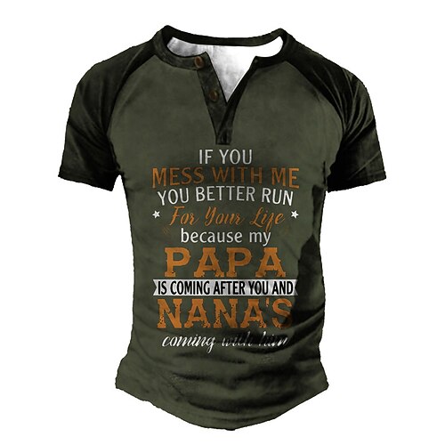 Men's Henley Shirt Tee T shirt 3D Print Graphic Color Block Letter Plus Size Henley Daily Sports Patchwork Button-Down Short Sleeve Tops Basic Casual Classic Designer Army Green
Men's Henley Shirt Tee T shirt 3D Print Graphic Color Block Letter Plus Size Henley Daily Sports Patchwork Button-Down Short Sleeve Tops Basic Casual Classic Designer Army Green