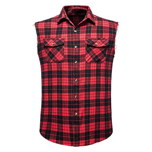 Men's Shirt Jacket Shacket Shirt Plaid Turndown Wine Black / White Black / Gray Royal Blue Red Outdoor Street Sleeveless Button-Down Clothing Apparel Fashion Casual Breathable Comfortable / Summer
Men's Shirt Jacket Shacket Shirt Plaid Turndown Wine Black / White Black / Gray Royal Blue Red Outdoor Street Sleeveless Button-Down Clothing Apparel Fashion Casual Breathable Comfortable / Summer