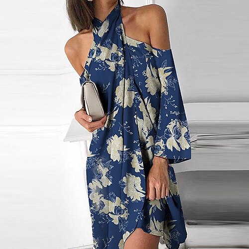 Mujer Vestido de cambio Azul Piscina Manga Larga Floral Hombro frío Invierno Otoño Cuello halter Holgado 2022 S M L XL XXL 3XL
Mujer Vestido de cambio Azul Piscina Manga Larga Floral Hombro frío Invierno Otoño Cuello halter Holgado 2022 S M L XL XXL 3XL