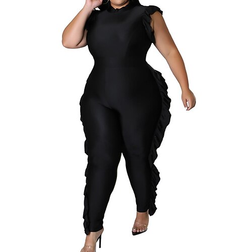 Women's Plus Size Jumpsuit Ruffle Solid Color Streetwear Casual Daily High Full Length Spring Summer Black Orange L XL XXL 3XL 4XL
Women's Plus Size Jumpsuit Ruffle Solid Color Streetwear Casual Daily High Full Length Spring Summer Black Orange L XL XXL 3XL 4XL