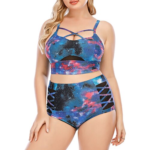 Mulheres Roupa de Banho Biquíni 2 partes Tamanho Grande roupa de banho Sem costas Estampado Cintura alta Tintura Tie Dye Azul Camisola Com Alças Fatos de banho Sensual Férias Moda / Moderno / novo
Mulheres Roupa de Banho Biquíni 2 partes Tamanho Grande roupa de banho Sem costas Estampado Cintura alta Tintura Tie Dye Azul Camisola Com Alças Fatos de banho Sensual Férias Moda / Moderno / novo