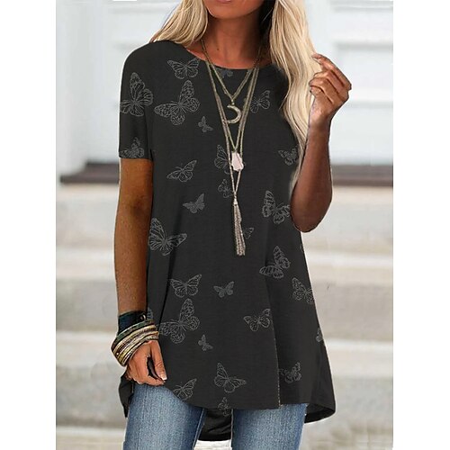 Women's T shirt Tee Black Butterfly Print Short Sleeve Daily Basic Round Neck Long Butterfly S / 3D Print
Women's T shirt Tee Black Butterfly Print Short Sleeve Daily Basic Round Neck Long Butterfly S / 3D Print