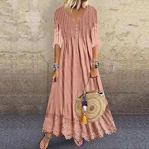 Women's Shift Dress Swing Dress Long Dress Maxi Dress Pink Half Sleeve Floral Button Print Fall Spring V Neck Vacation Elegant Casual Loose Fit 2022 S M L XL XXL 3XL / Cotton
Women's Shift Dress Swing Dress Long Dress Maxi Dress Pink Half Sleeve Floral Button Print Fall Spring V Neck Vacation Elegant Casual Loose Fit 2022 S M L XL XXL 3XL / Cotton