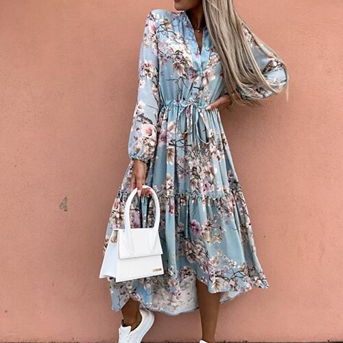 Women's Casual Dress Swing Dress Midi Dress Pink Light Blue Long Sleeve Floral Ruffle Winter Fall Autumn V Neck Elegant Winter Dress Fall Dress 2023 S M L XL XXL
Women's Casual Dress Swing Dress Midi Dress Pink Light Blue Long Sleeve Floral Ruffle Winter Fall Autumn V Neck Elegant Winter Dress Fall Dress 2023 S M L XL XXL
