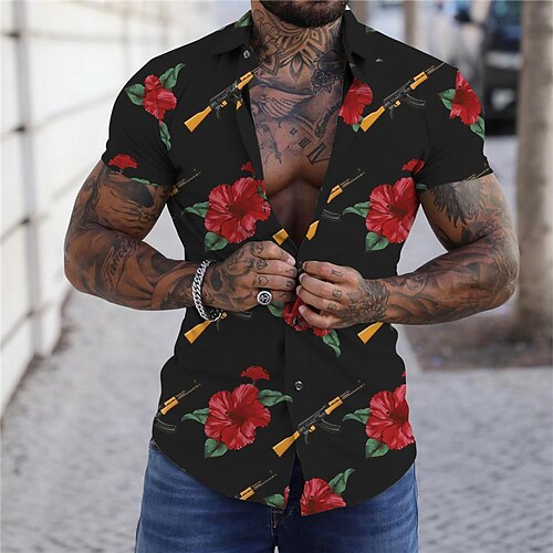 Men's Shirt Graphic Shirt Floral Turndown Black Print Outdoor Street Short Sleeve Button-Down Print Clothing Apparel Fashion Designer Casual Breathable / Summer / Spring / Summer
Men's Shirt Graphic Shirt Floral Turndown Black Print Outdoor Street Short Sleeve Button-Down Print Clothing Apparel Fashion Designer Casual Breathable / Summer / Spring / Summer
