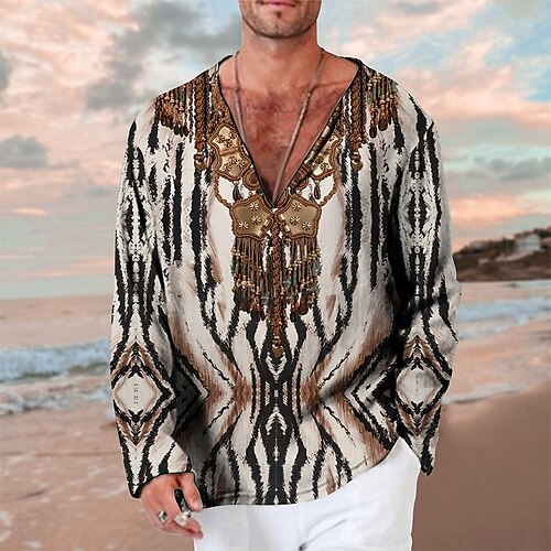Men's Shirt Gradient V Neck Beige 3D Print Outdoor Casual Long Sleeve 3D Print Clothing Apparel Fashion Designer Casual Comfortable / Sports
Men's Shirt Gradient V Neck Beige 3D Print Outdoor Casual Long Sleeve 3D Print Clothing Apparel Fashion Designer Casual Comfortable / Sports