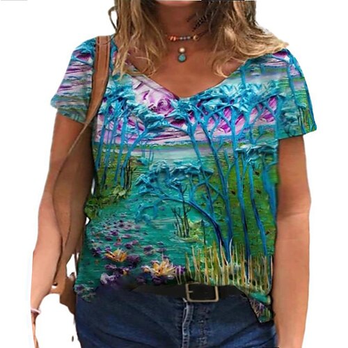 Women's Plus Size Tops T shirt Floral Graphic Print Short Sleeve V Neck Streetwear Daily Vacation Polyester Spring Summer Green Blue / Butterfly
Women's Plus Size Tops T shirt Floral Graphic Print Short Sleeve V Neck Streetwear Daily Vacation Polyester Spring Summer Green Blue / Butterfly