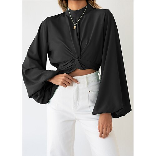 Women's Daily Weekend Blouse Shirt Plain Long Sleeve High Neck Casual Streetwear Tops Lantern Sleeve Green Black Pink S
Women's Daily Weekend Blouse Shirt Plain Long Sleeve High Neck Casual Streetwear Tops Lantern Sleeve Green Black Pink S