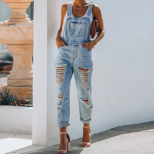 Women's Pants Trousers Jeans Jumpsuit Denim Blue Mid Waist Basic Trousers Daily Work Full Length Outdoor Solid Color S M L XL XXL
Women's Pants Trousers Jeans Jumpsuit Denim Blue Mid Waist Basic Trousers Daily Work Full Length Outdoor Solid Color S M L XL XXL