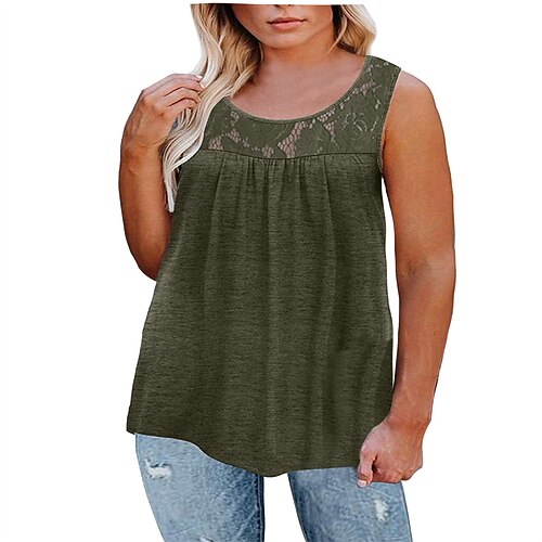 Women's Plus Size Tops T shirt Tee Plain Lace Print Sleeveless Round Neck Streetwear Daily Vacation Polyester Spring Summer Gray Dark Blue
Women's Plus Size Tops T shirt Tee Plain Lace Print Sleeveless Round Neck Streetwear Daily Vacation Polyester Spring Summer Gray Dark Blue