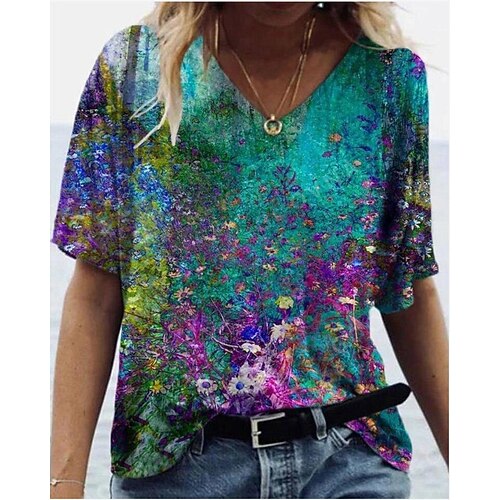 Women's T shirt Tee Blue Purple Yellow Animal Butterfly Patchwork Print Short Sleeve Daily Boho Round Neck Regular Bohemian Theme S / 3D Print
Women's T shirt Tee Blue Purple Yellow Animal Butterfly Patchwork Print Short Sleeve Daily Boho Round Neck Regular Bohemian Theme S / 3D Print