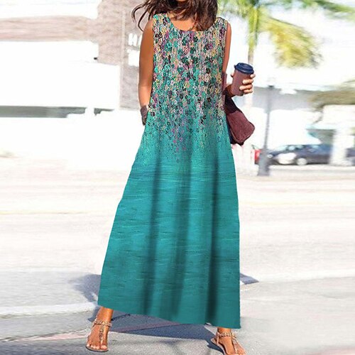Women's Shift Dress Maxi long Dress Green Blue Light Blue Sleeveless Floral Color Gradient Print Spring Summer U Neck Casual Vacation 2022 S M L XL XXL 3XL
Women's Shift Dress Maxi long Dress Green Blue Light Blue Sleeveless Floral Color Gradient Print Spring Summer U Neck Casual Vacation 2022 S M L XL XXL 3XL