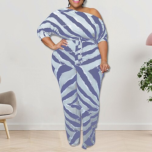 Women's Plus Size Jumpsuit Print Striped Casual Streetwear Casual Daily High Full Length Spring Summer Black Blue Light Grey XL XXL 3XL 4XL 5XL
Women's Plus Size Jumpsuit Print Striped Casual Streetwear Casual Daily High Full Length Spring Summer Black Blue Light Grey XL XXL 3XL 4XL 5XL