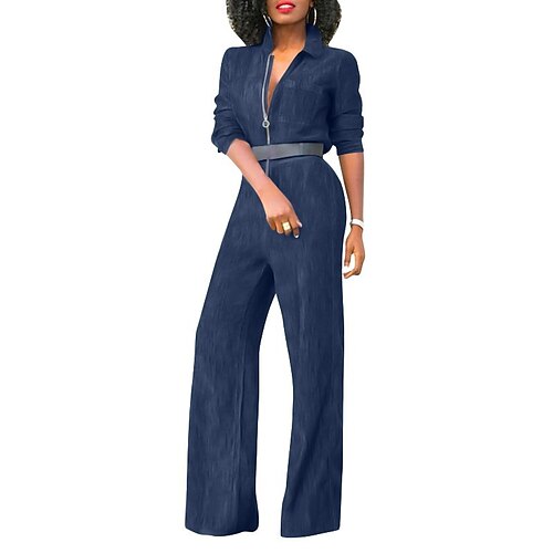 Women's Jumpsuit Pocket Solid Color Shirt Collar Streetwear Street Daily Regular Fit Long Sleeve Blue Light Blue Black S M L Spring
Women's Jumpsuit Pocket Solid Color Shirt Collar Streetwear Street Daily Regular Fit Long Sleeve Blue Light Blue Black S M L Spring