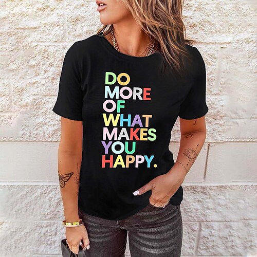 Women's Casual Weekend Painting T shirt Tee Text Short Sleeve Print Round Neck Basic Tops Black Blue Gray S
Women's Casual Weekend Painting T shirt Tee Text Short Sleeve Print Round Neck Basic Tops Black Blue Gray S