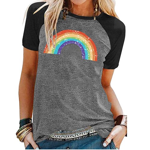 Women's Casual Daily Holiday T shirt Dress Rainbow Graphic Short Sleeve Print Round Neck Basic Tops Green Blue Light gray S
Women's Casual Daily Holiday T shirt Dress Rainbow Graphic Short Sleeve Print Round Neck Basic Tops Green Blue Light gray S
